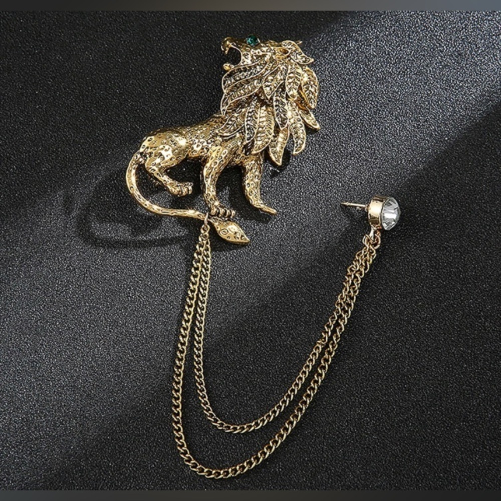 Vintage Style Unisex Lion Brooch - Picture 3 of 5